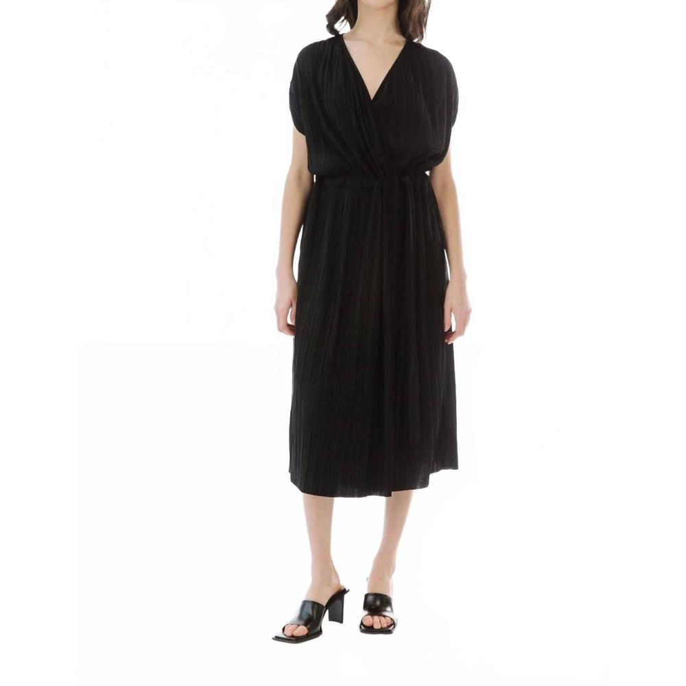 NEW PAPER LABEL mimi pleated wrap dress in black